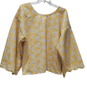 Hand Crafted Yellow and White Blouse